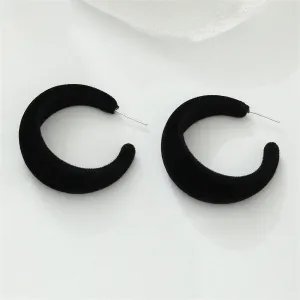 Black Nylon & Silver-Plated Huggie Hoop Earrings