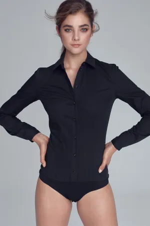 Black Office Shirt Bodysuit