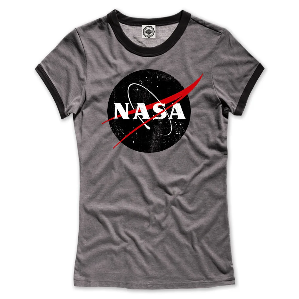 Black Official NASA Logo Women's Ringer Tee
