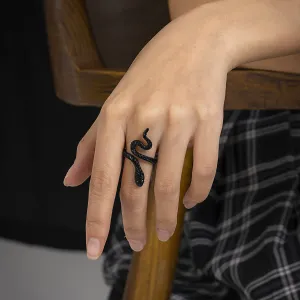 Black Textured Snake Bypass Ring