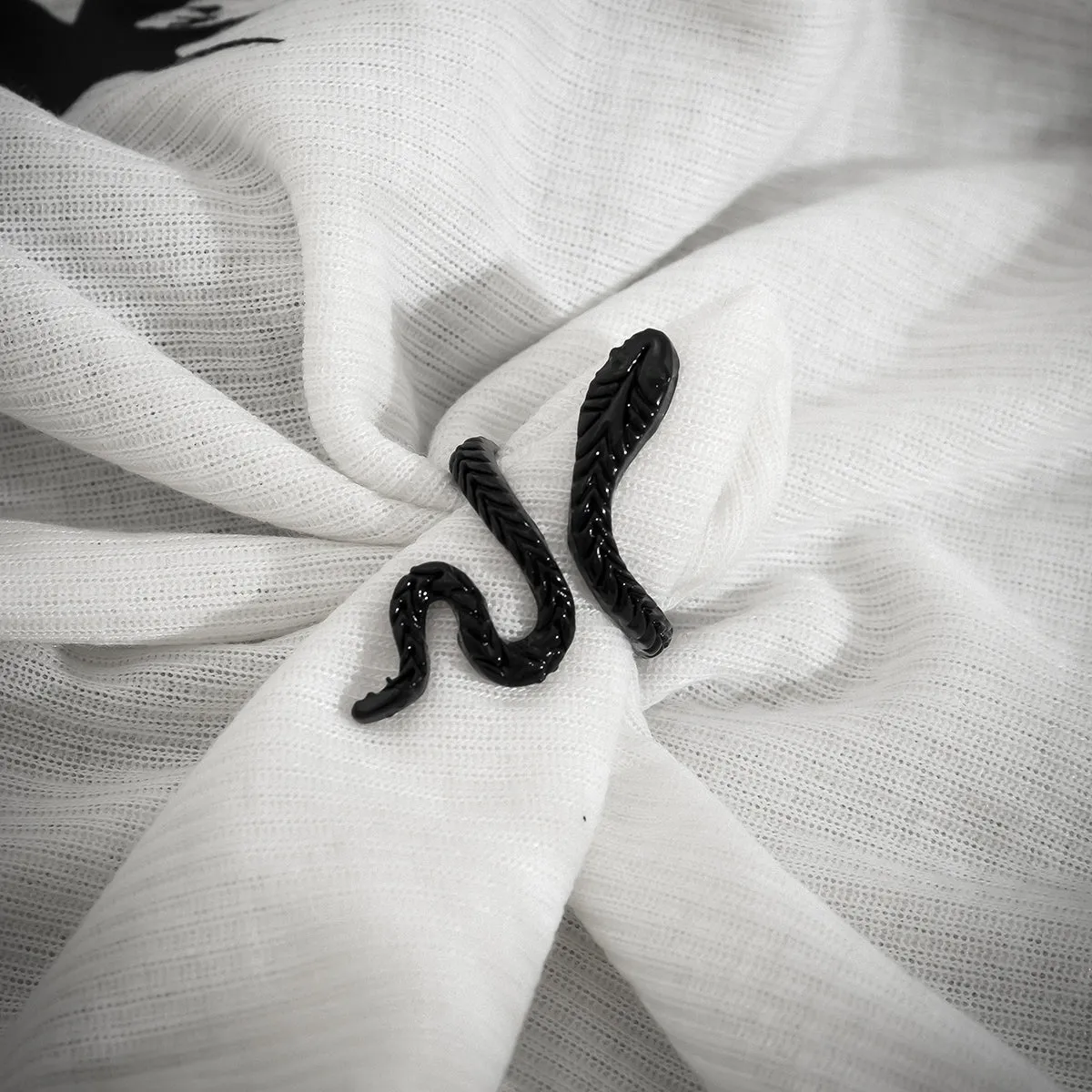 Black Textured Snake Bypass Ring