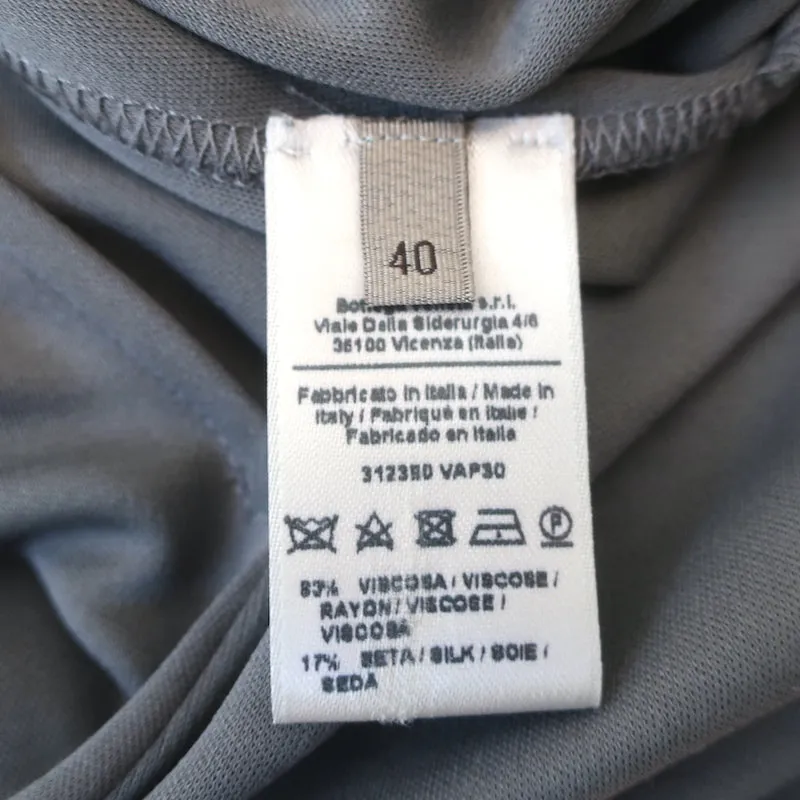 Bottega Veneta Belted Gown Gray Silk Jersey Size 40 Sleeveless Maxi Dress
