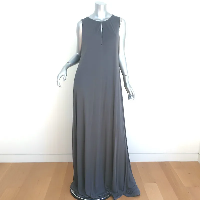Bottega Veneta Belted Gown Gray Silk Jersey Size 40 Sleeveless Maxi Dress