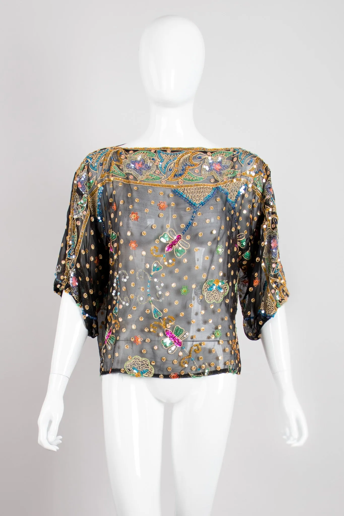 Boxy Sequin Butterfly Top