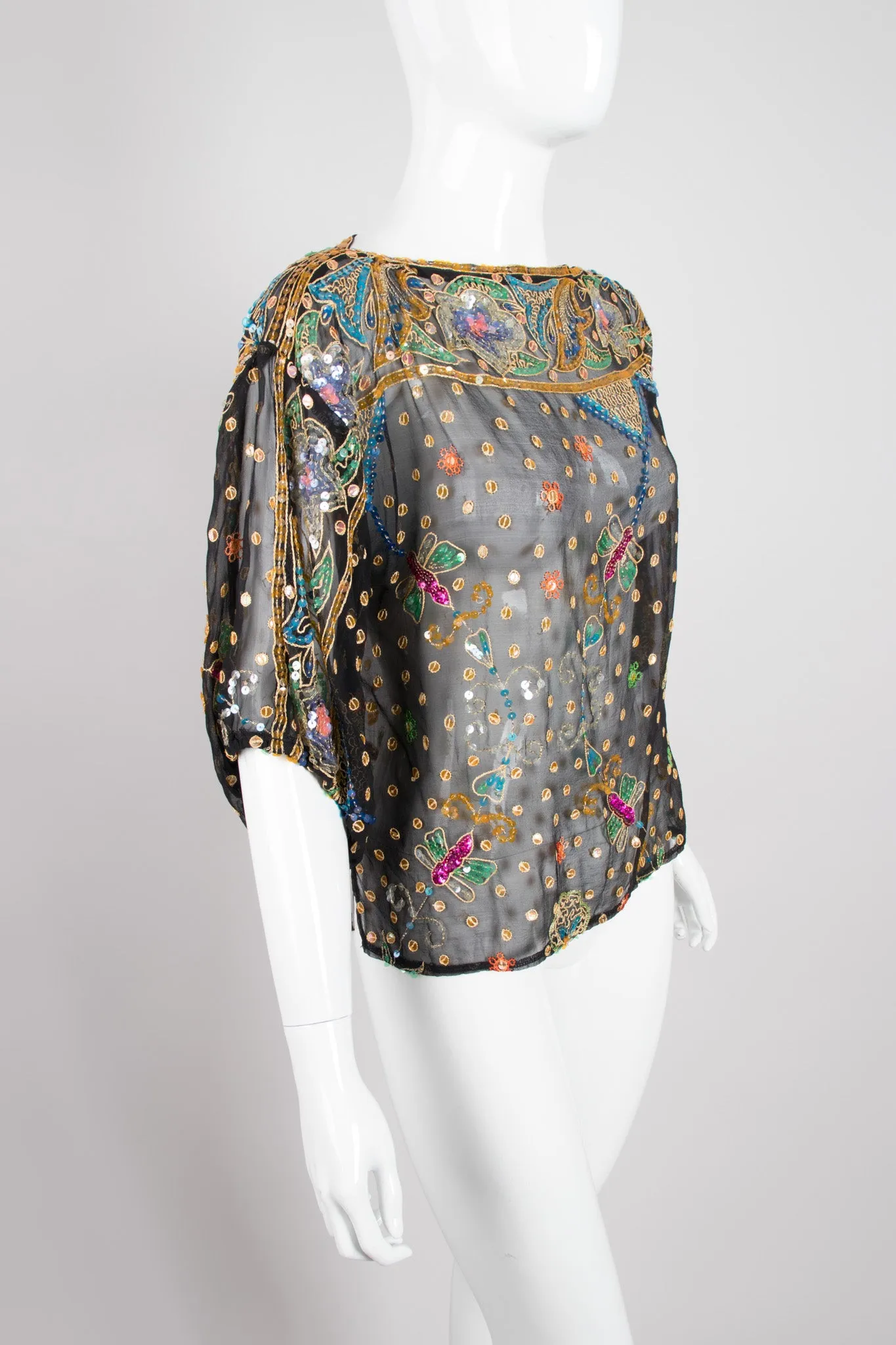 Boxy Sequin Butterfly Top