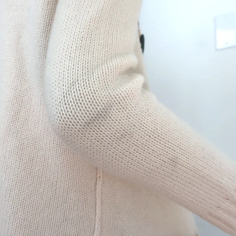 Brochu Walker Toggle Cardigan Ivory Ribbed Wool-Cashmere Size Petite