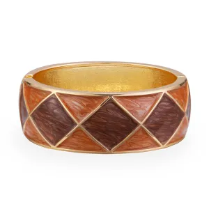 Brown Enamel & 18K Gold-Plated Rhombus Bangle