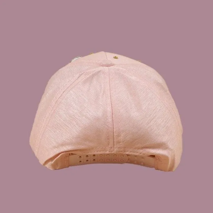 Butterfly Women's Hat Sequined Pink Baseball Cap