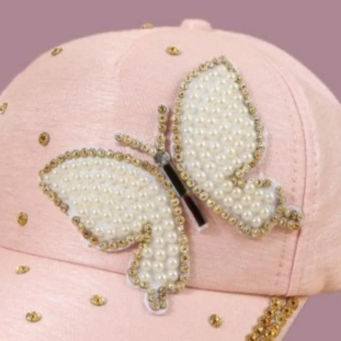 Butterfly Women's Hat Sequined Pink Baseball Cap