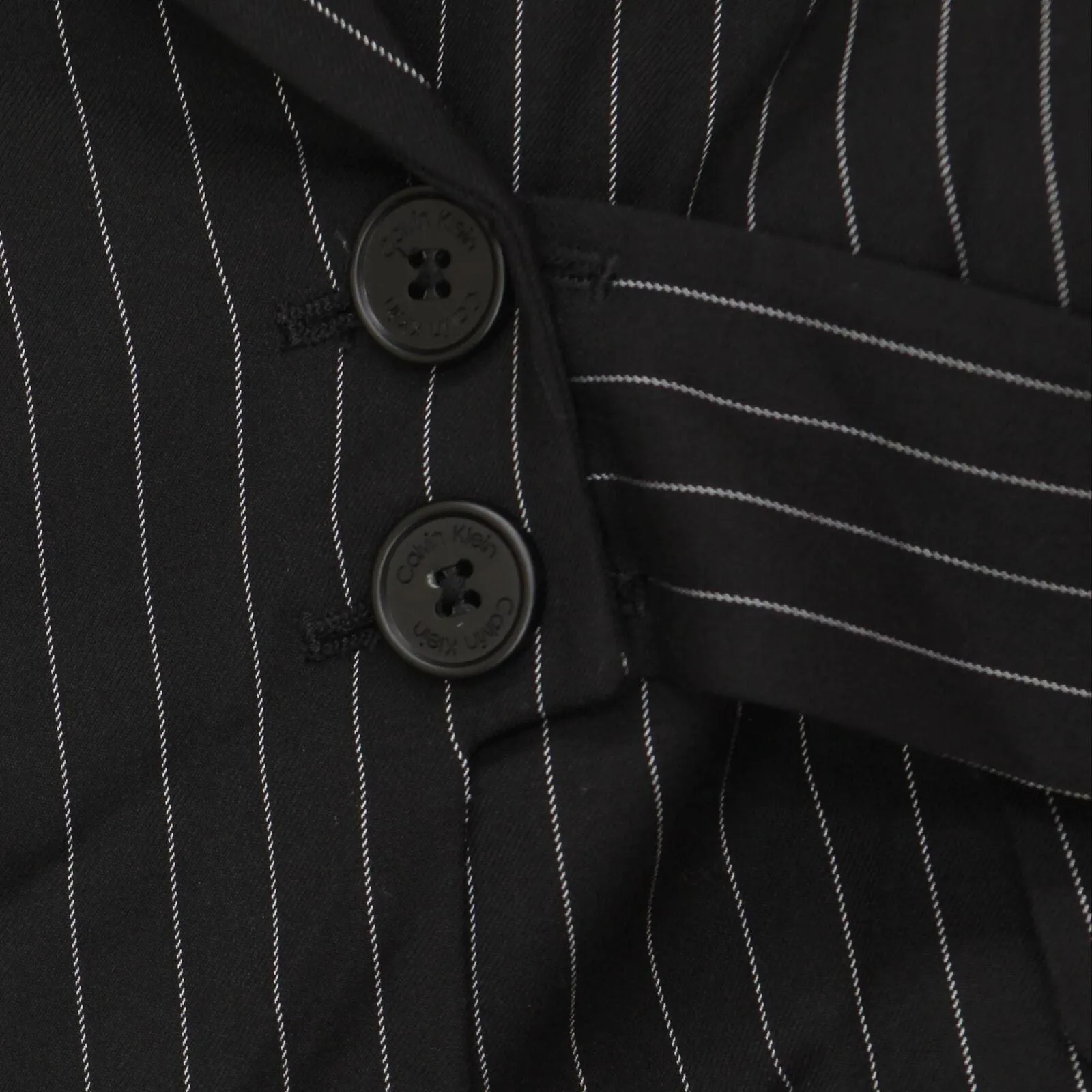 Calvin Klein Women's Pinstripe Belted Jacket O29JS552 Black 4