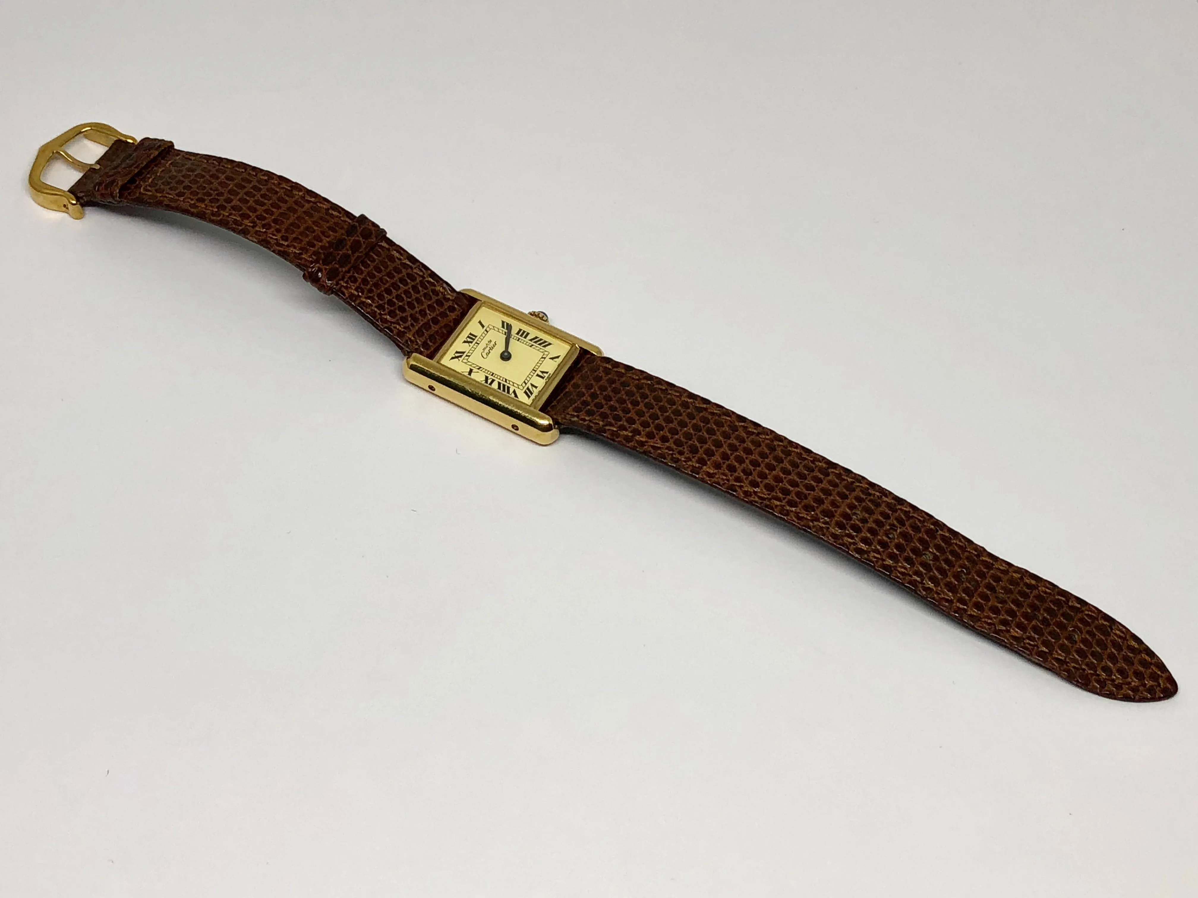 Cartier Sterling Silver Gold Washed Must de Cartier Tank Women's Watch Mechanical