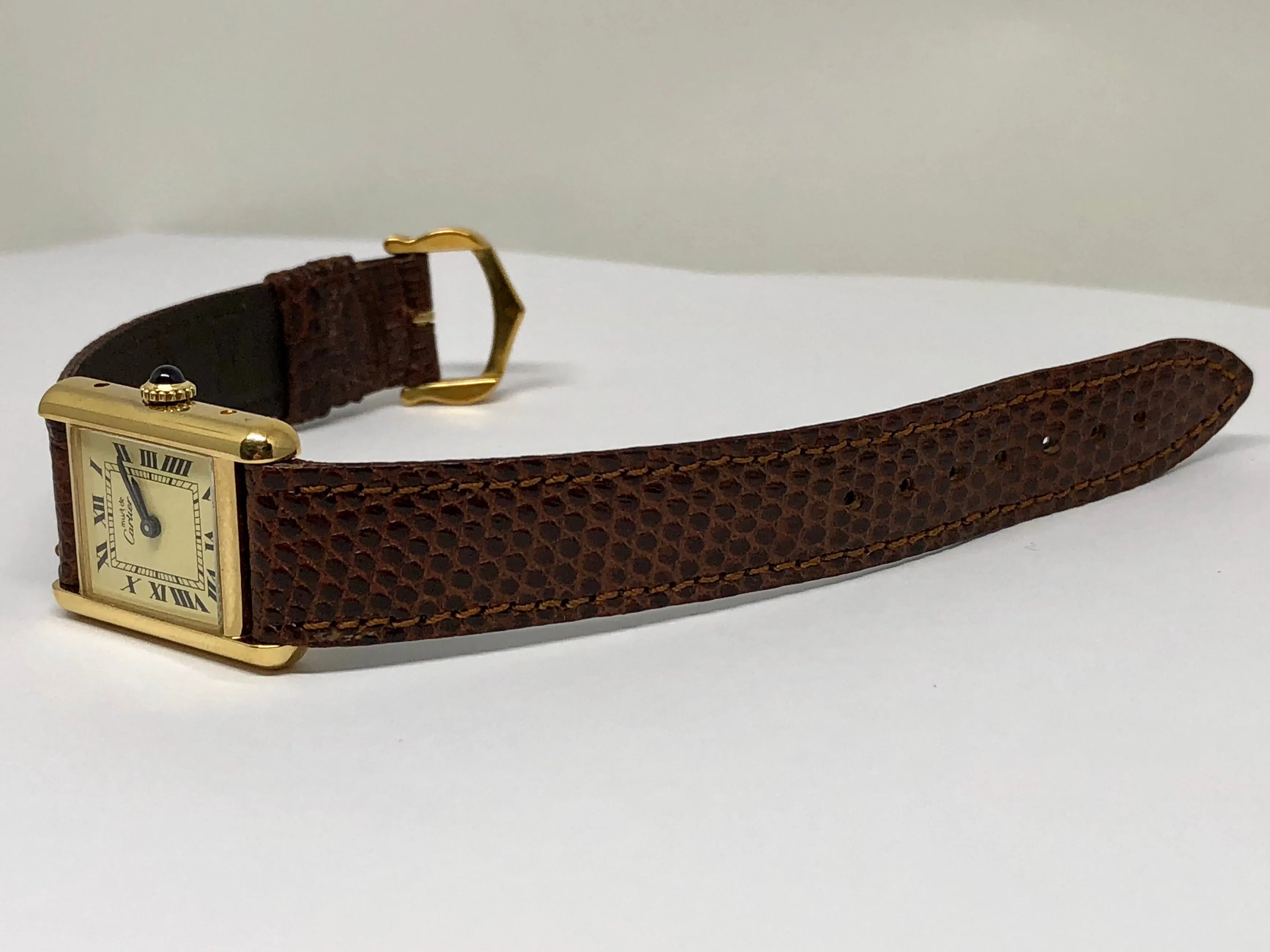 Cartier Sterling Silver Gold Washed Must de Cartier Tank Women's Watch Mechanical