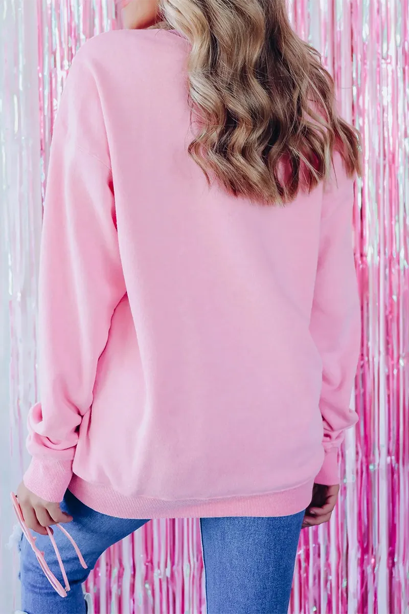 Casual Christmas Tree Embroidered Sequins O Neck Sweats
