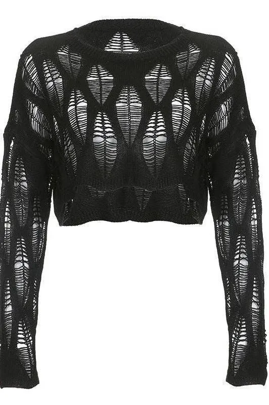 Casual Loose Hollow Out Knitted T-shirt