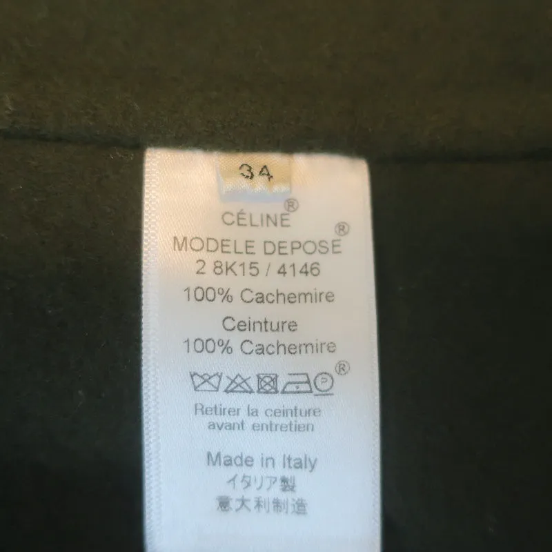 Celine Cashmere Belted Coat Forest Green Size 34