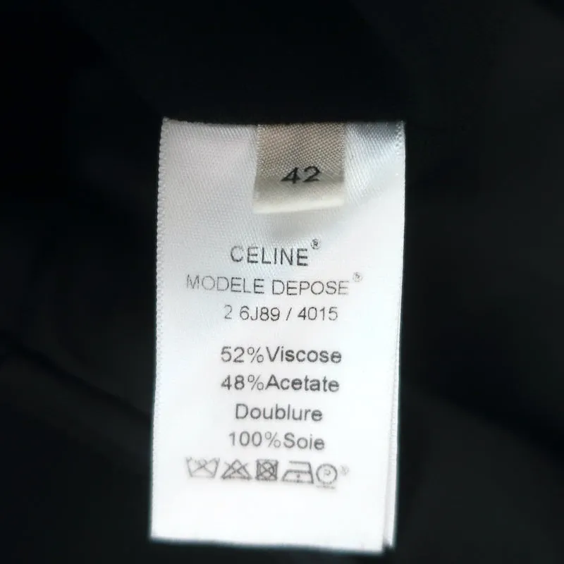 Celine Sleeveless Peplum Dress Black Crepe Size 42