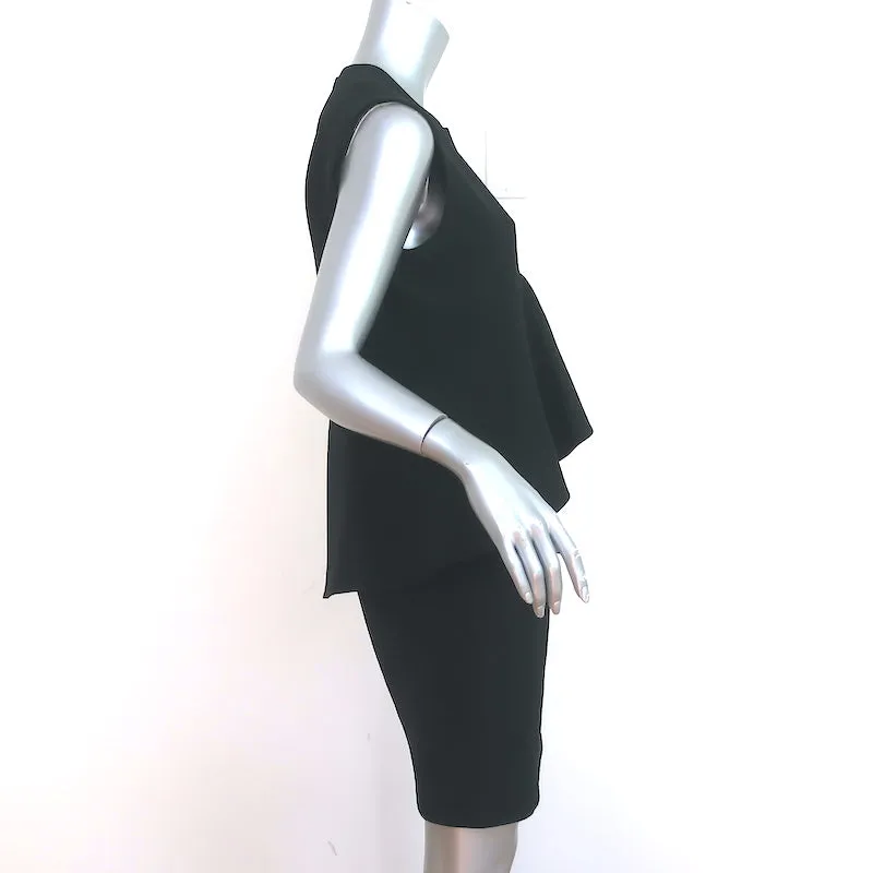 Celine Sleeveless Peplum Dress Black Crepe Size 42