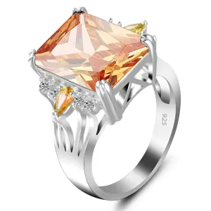 Champagne Crystal & Cubic Zirconia Princess-Cut Ring