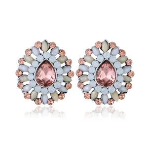 Champagne Crystal & Cubic Zirconia Teardrop Stud Earrings