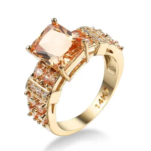 Champagne Cubic Zirconia & Crystal Multi-Row Radiant-Cut Ring