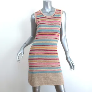 Chanel Resort 2011 Striped Lurex Knit Dress Beige/Multi Cotton Size 38
