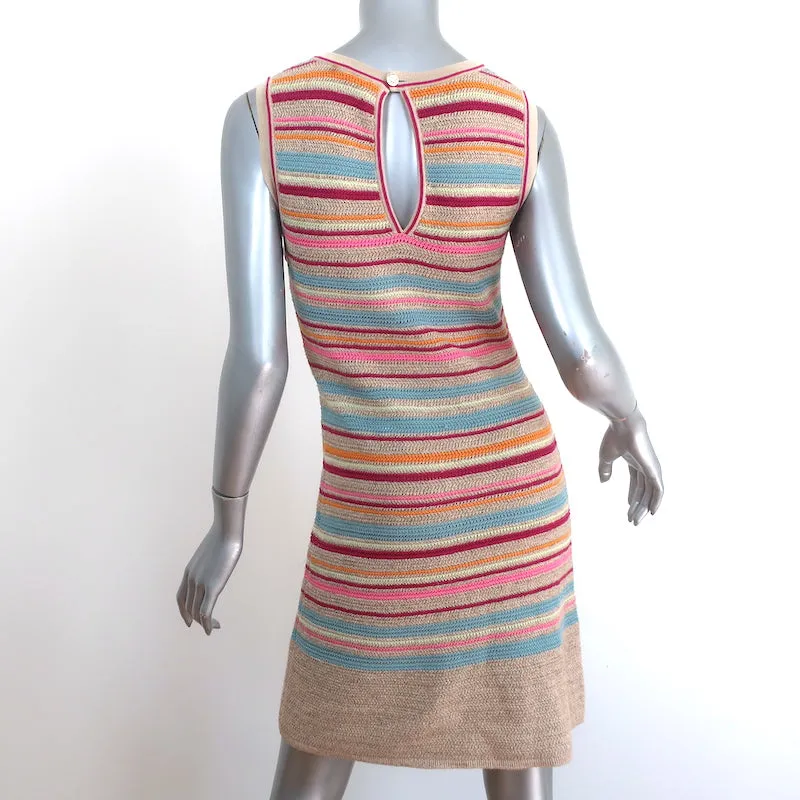 Chanel Resort 2011 Striped Lurex Knit Dress Beige/Multi Cotton Size 38