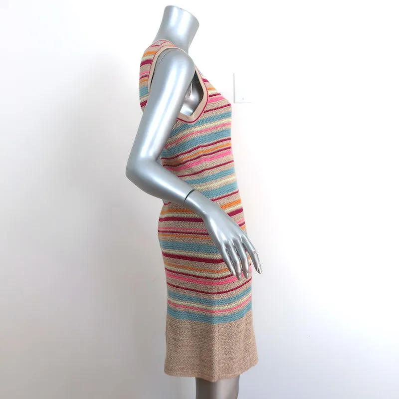 Chanel Resort 2011 Striped Lurex Knit Dress Beige/Multi Cotton Size 38