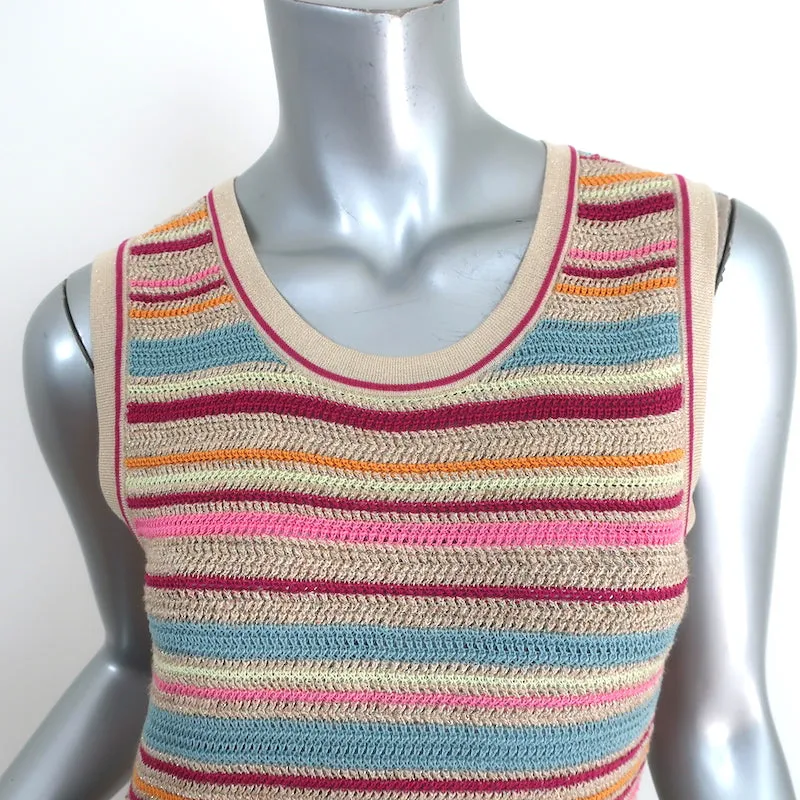 Chanel Resort 2011 Striped Lurex Knit Dress Beige/Multi Cotton Size 38