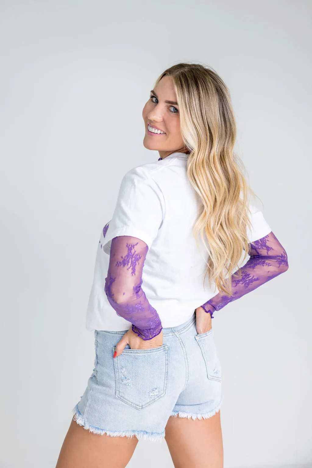 Christa Floral Lace Long Sleeve Top (Purple)