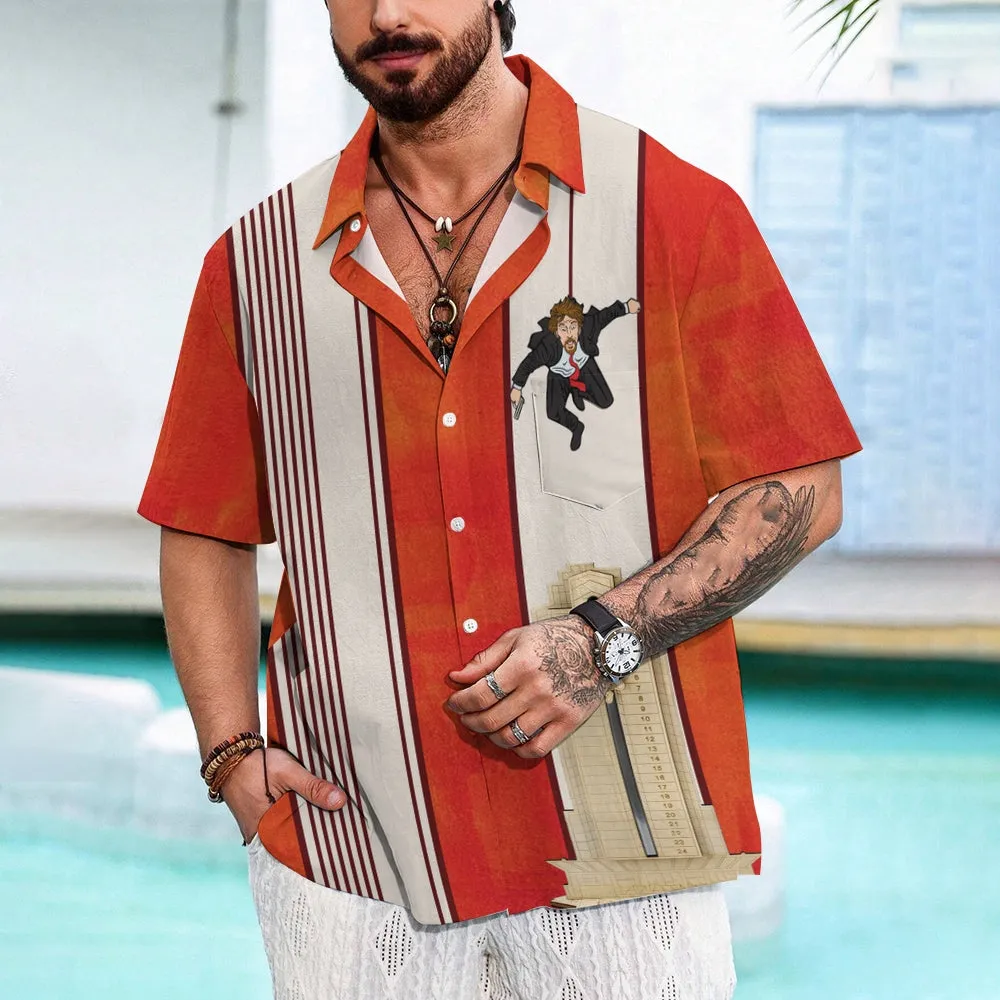 Christmas Movie Characters DIE Chest Pocket Bowling Shirt 2411011833