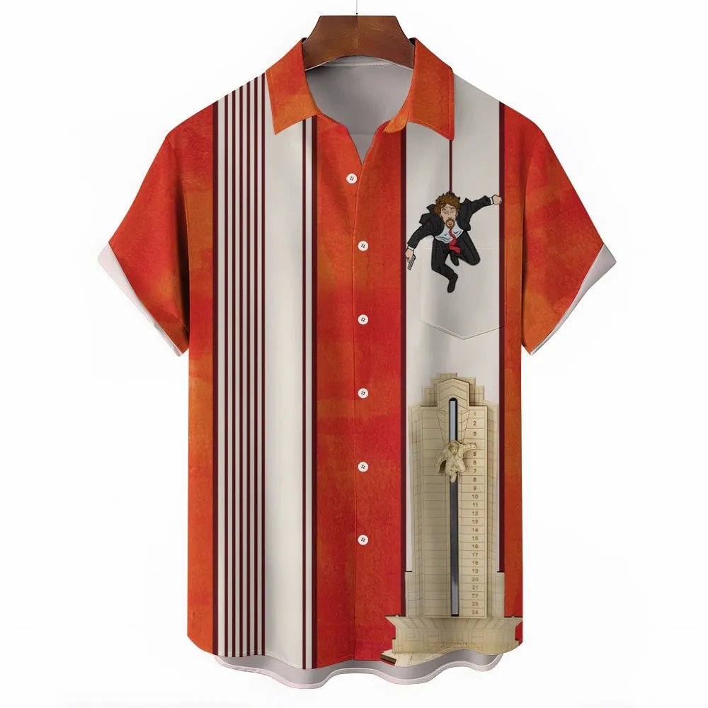 Christmas Movie Characters DIE Chest Pocket Bowling Shirt 2411011833