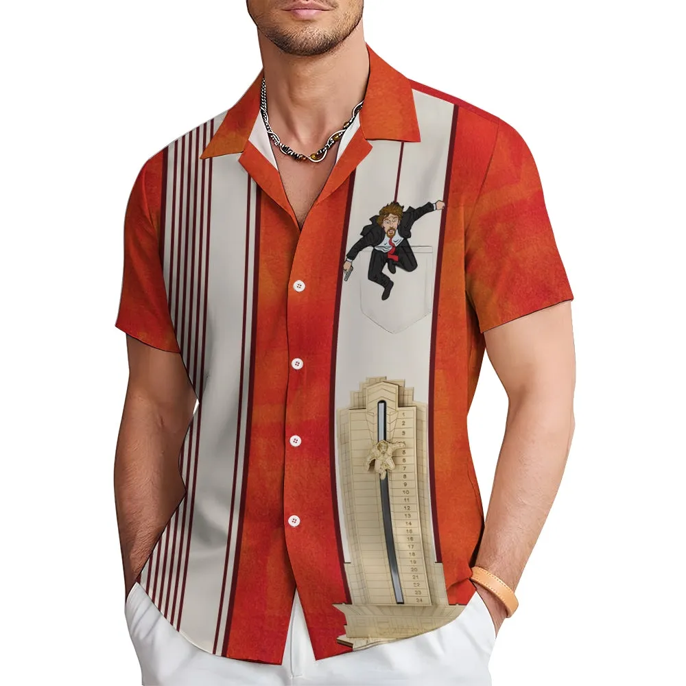 Christmas Movie Characters DIE Chest Pocket Bowling Shirt 2411011833