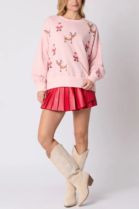 Christmas Personalized Sequined Casual Long Sleeve Sweatshirt