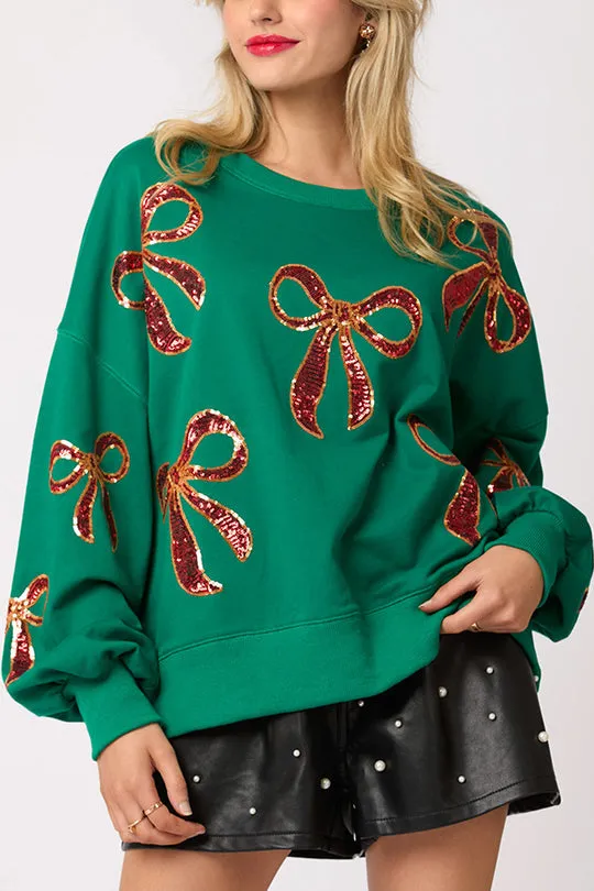 Christmas Personalized Sequined Casual Long Sleeve Sweatshirt