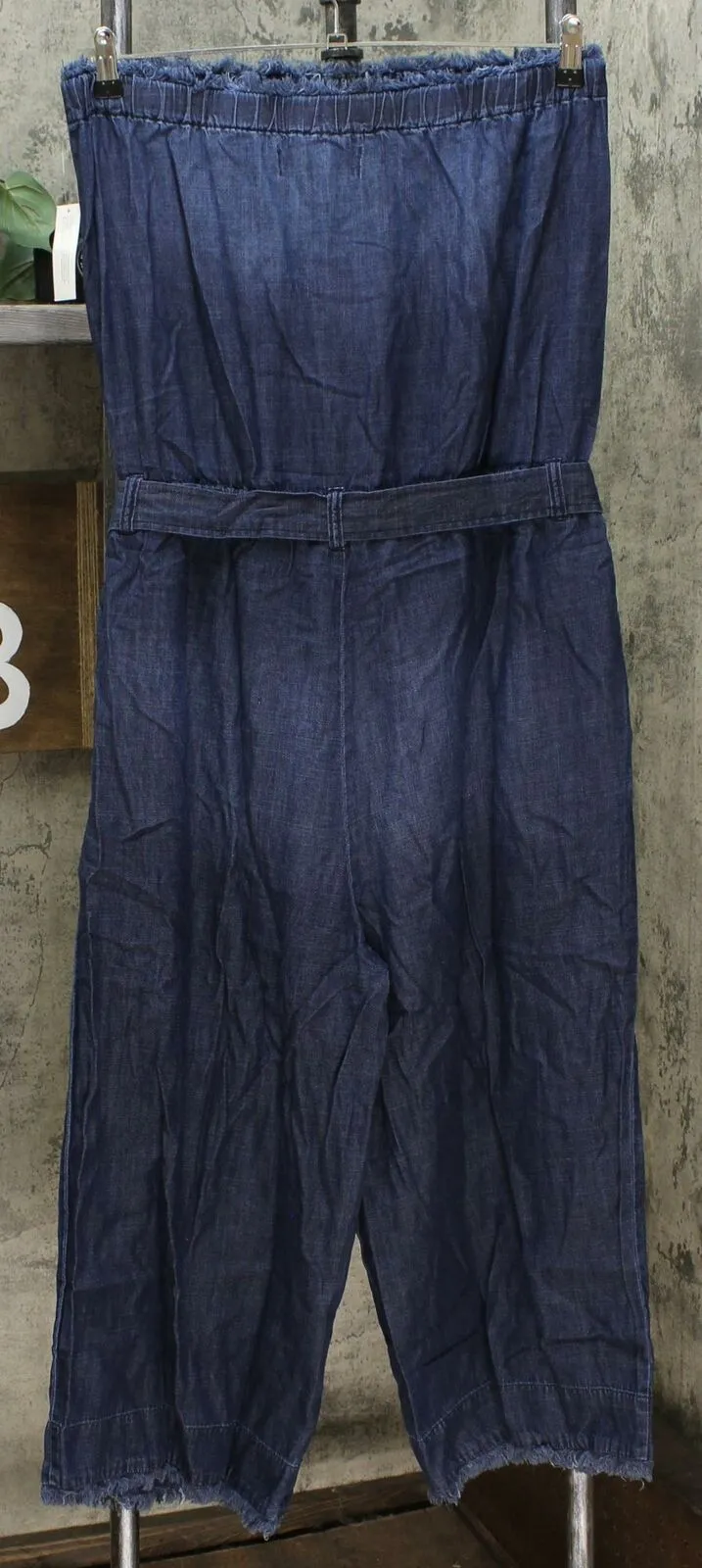 Colleen Lopez Women's Strapless Denim Jumpsuit With Belted Waist