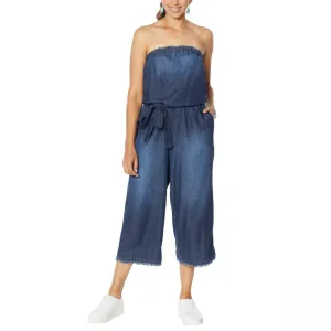 Colleen Lopez Women's Strapless Denim Jumpsuit With Belted Waist