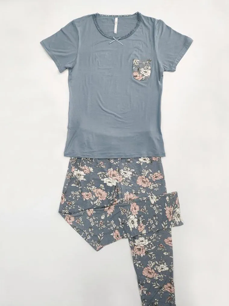 Cotton Floral Print Pajama Lounge Set