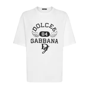 COTTON ROUND-NECK T-SHIRT WITH DOLCE&GABBANA LOGO