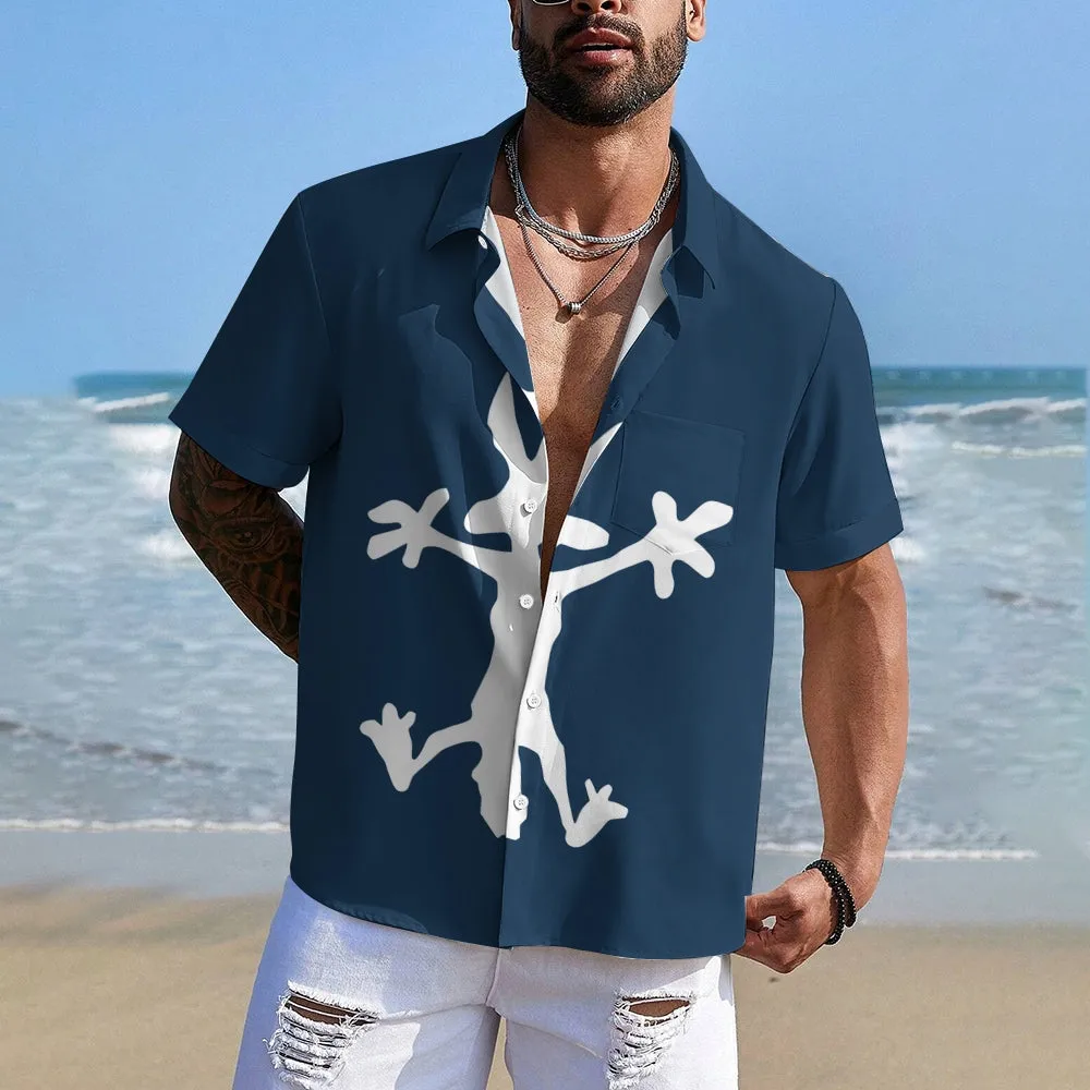 Coyote Splat Hitting Cartoon Print Casual Short Sleeve Shirt 2411012309