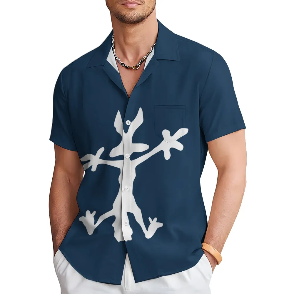 Coyote Splat Hitting Cartoon Print Casual Short Sleeve Shirt 2411012309