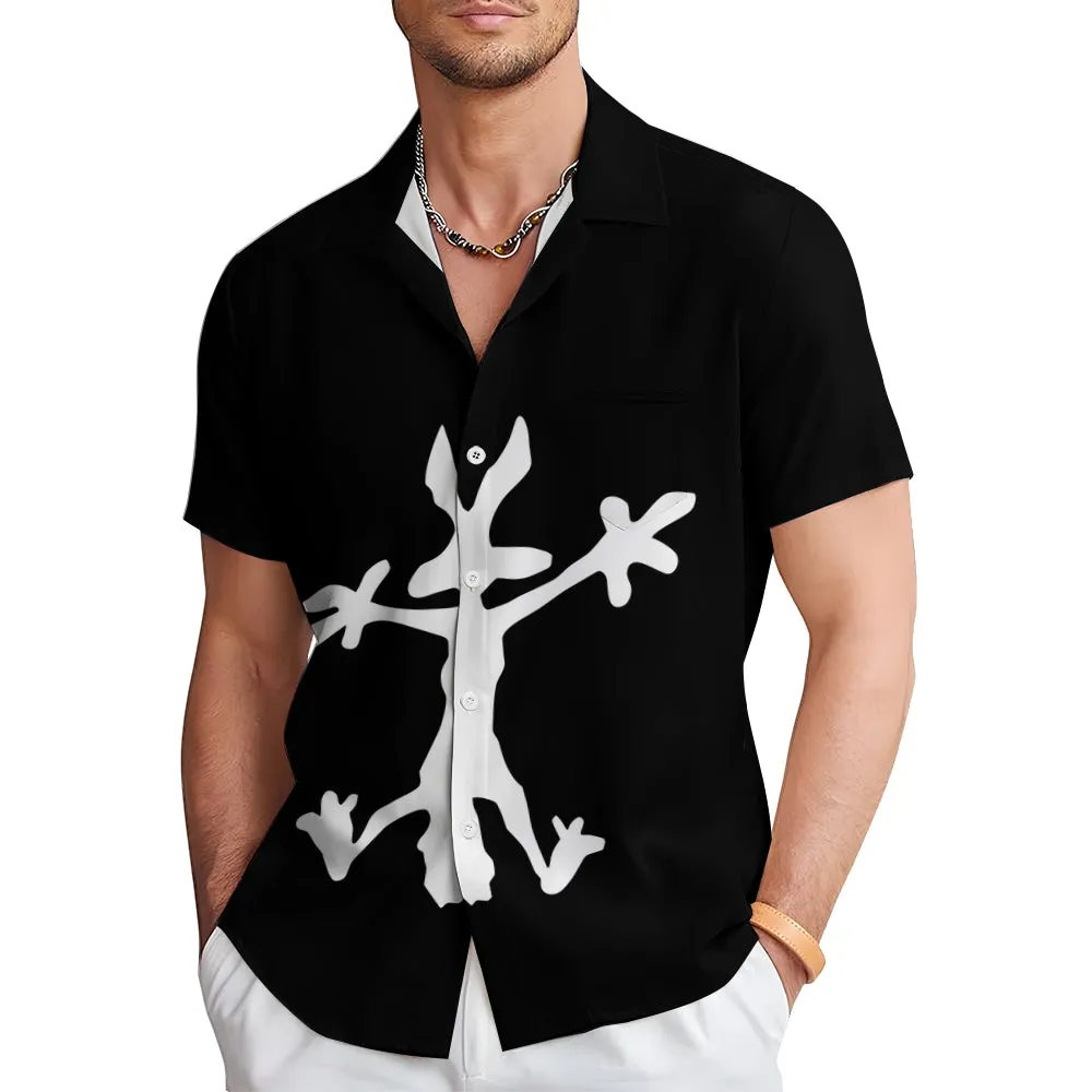 Coyote Splat Hitting Cartoon Print Casual Short Sleeve Shirt 2411012309