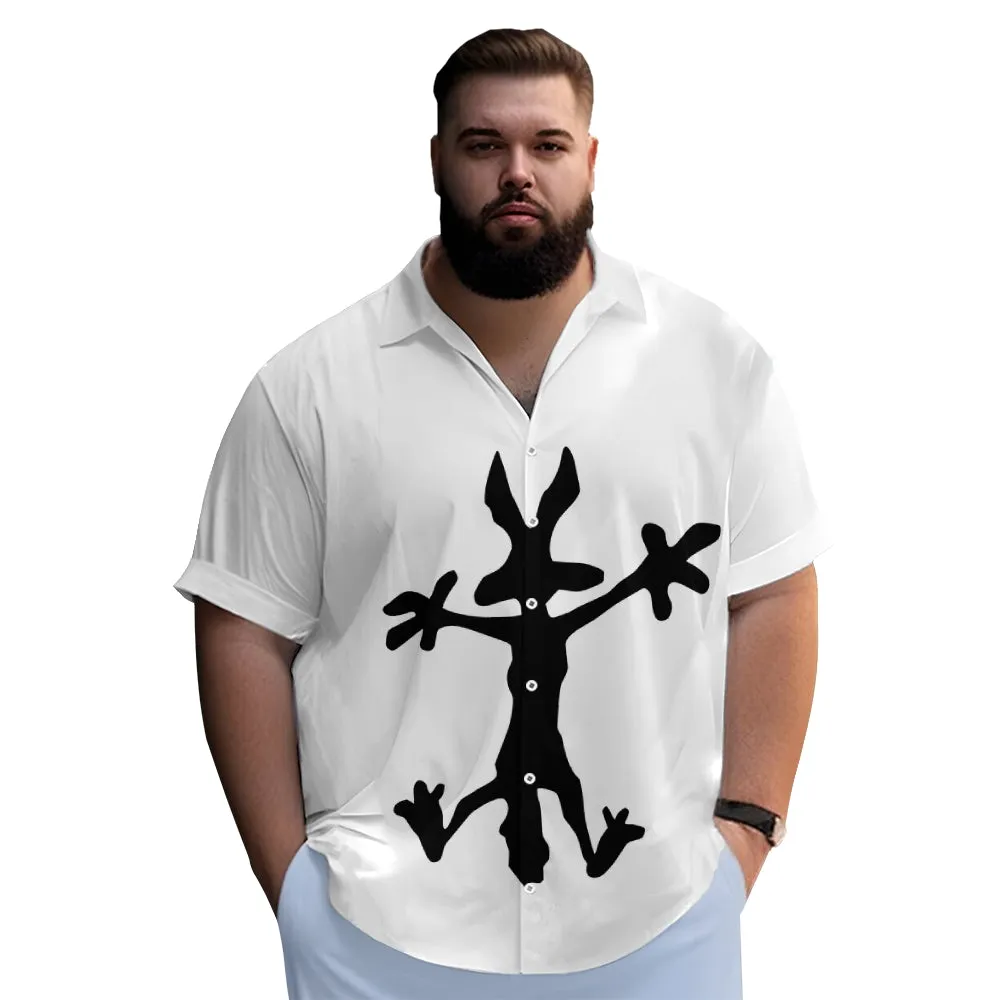 Coyote Splat Hitting Cartoon Print Casual Short Sleeve Shirt 2411012309