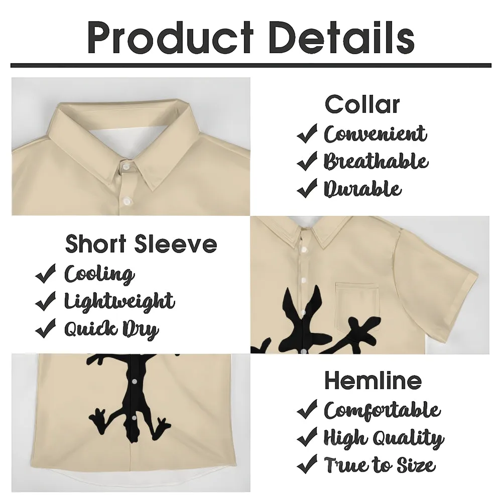 Coyote Splat Hitting Cartoon Print Casual Short Sleeve Shirt 2411012309