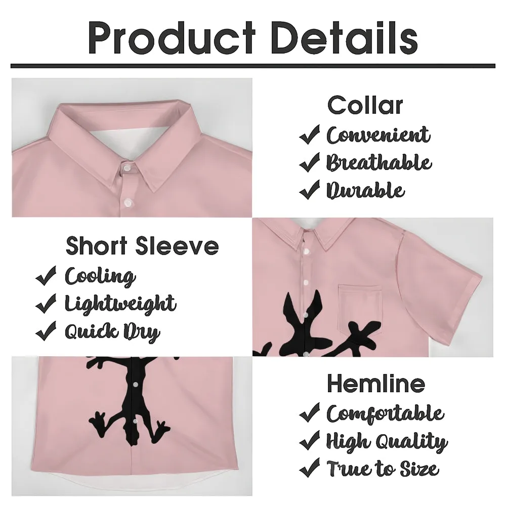 Coyote Splat Hitting Cartoon Print Casual Short Sleeve Shirt 2411012309