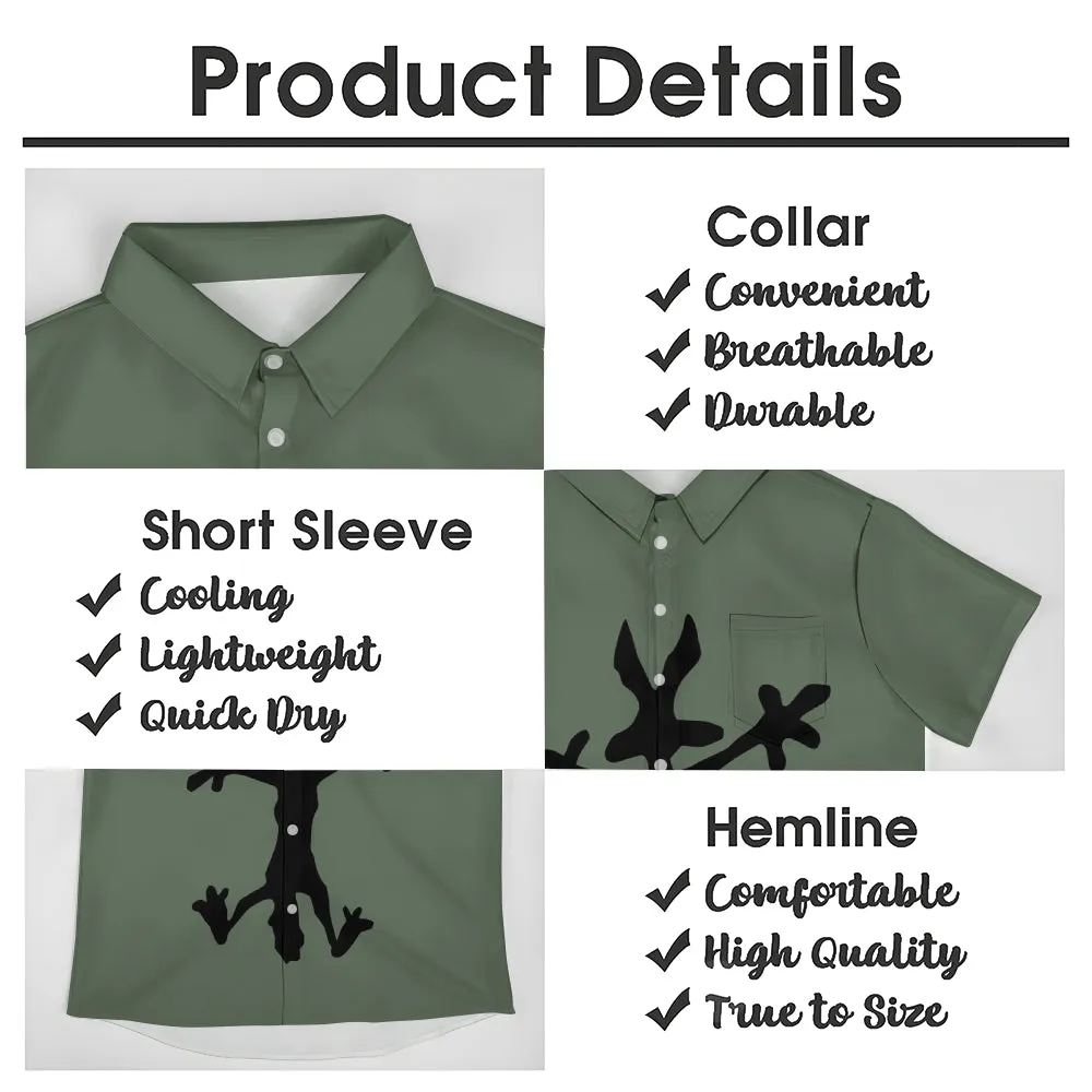 Coyote Splat Hitting Cartoon Print Casual Short Sleeve Shirt 2411012309