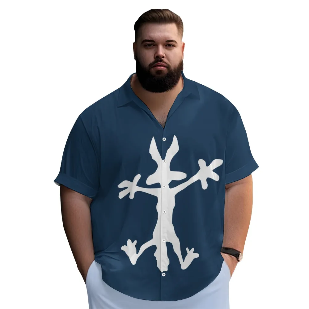 Coyote Splat Hitting Cartoon Print Casual Short Sleeve Shirt 2411012309