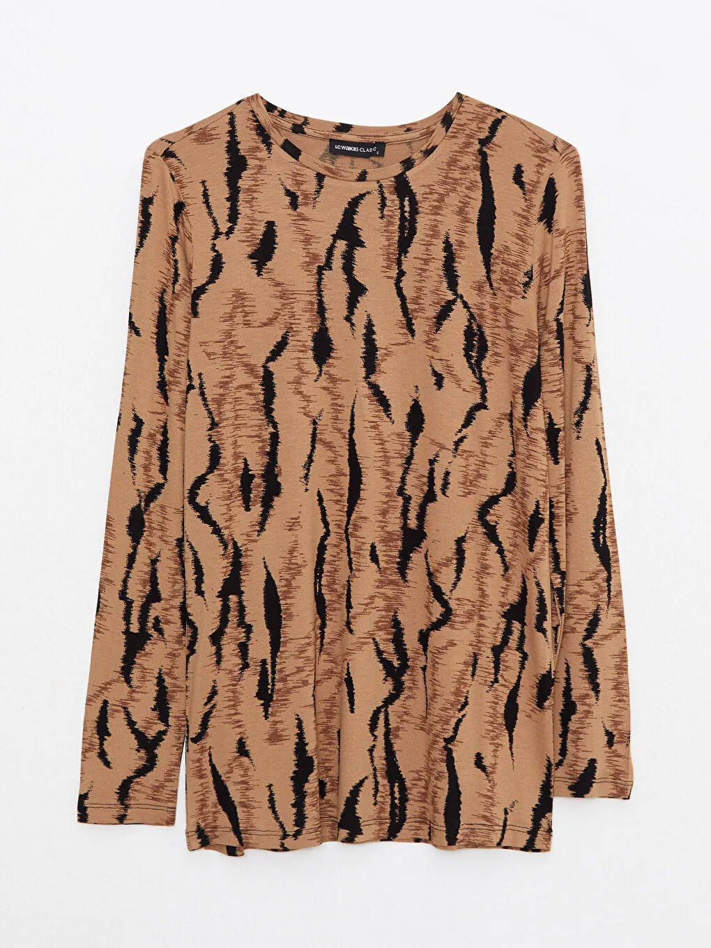 Crew Neck Patterned Long Sleeve Women's T-Shirt