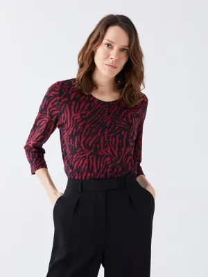 Crew Neck Patterned Women's T-Shirt
