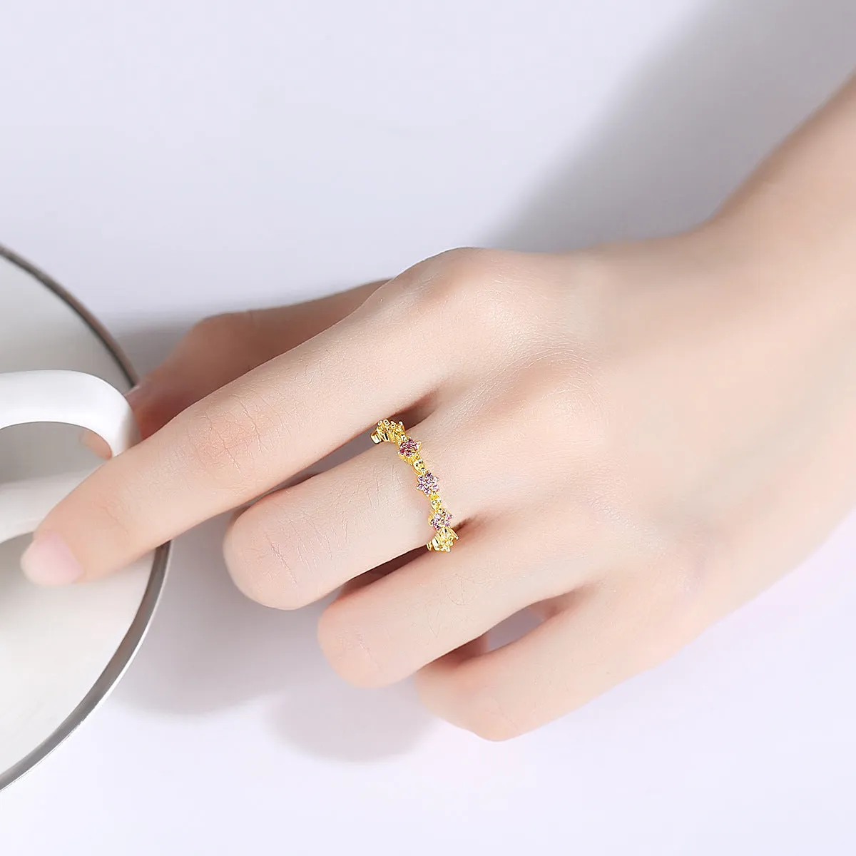 Crystal & Cubic Zirconia 18K Gold-Plated Flower Band