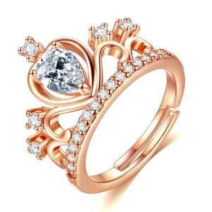 Crystal & Cubic Zirconia Crown Adjustable Ring